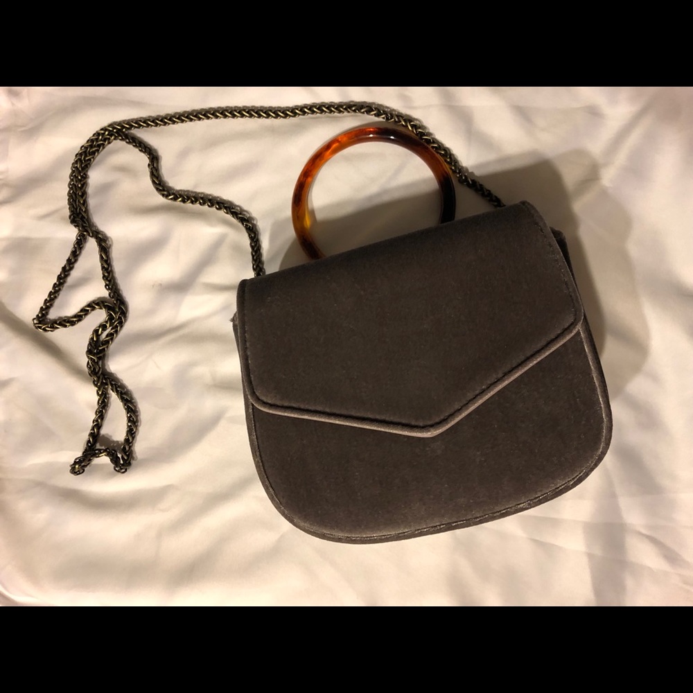 Purple velvet Anthropologie crossbody purse